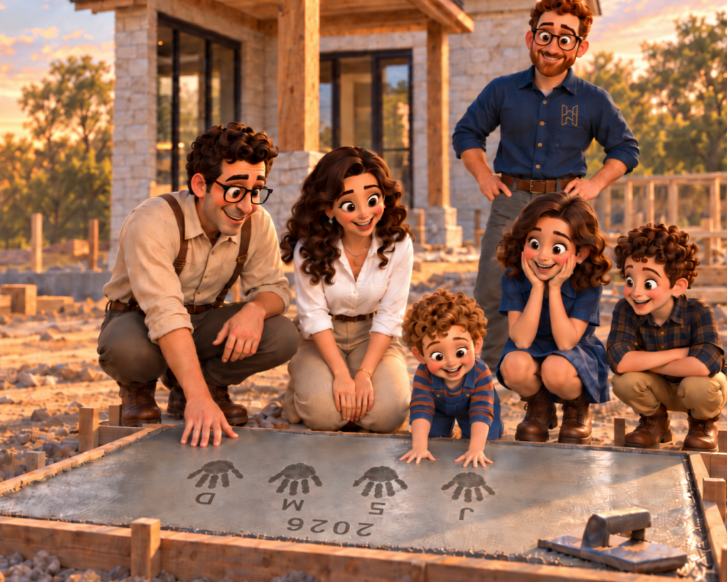 LEAVE YOUR MARK. Make your family's mark on your new home, literally! Press your handprints, initials, and the year into freshly poured concrete, creating a little piece of your family's history that will always be part of your home.