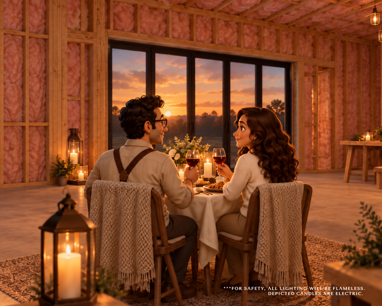 THE QUIETEST NIGHT. Before your home is filled with everyday life, enjoy a quiet evening for two inside its walls. We'll arrange a cozy dinner with soft lighting, giving you a chance to slow down, dream together, and take it all in.