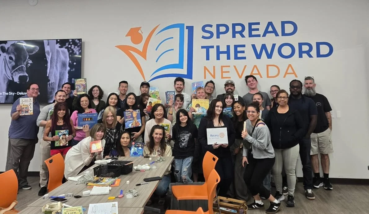 Today, Red Rock Rotary rolled up their sleeves for the kids of Las Vegas! 🧡📖
We had the privilege of volunteering with @spreadthewordnv &mdash; cleaning and prepping books so every child receives something that feels brand new and loved.✨
Our crew 