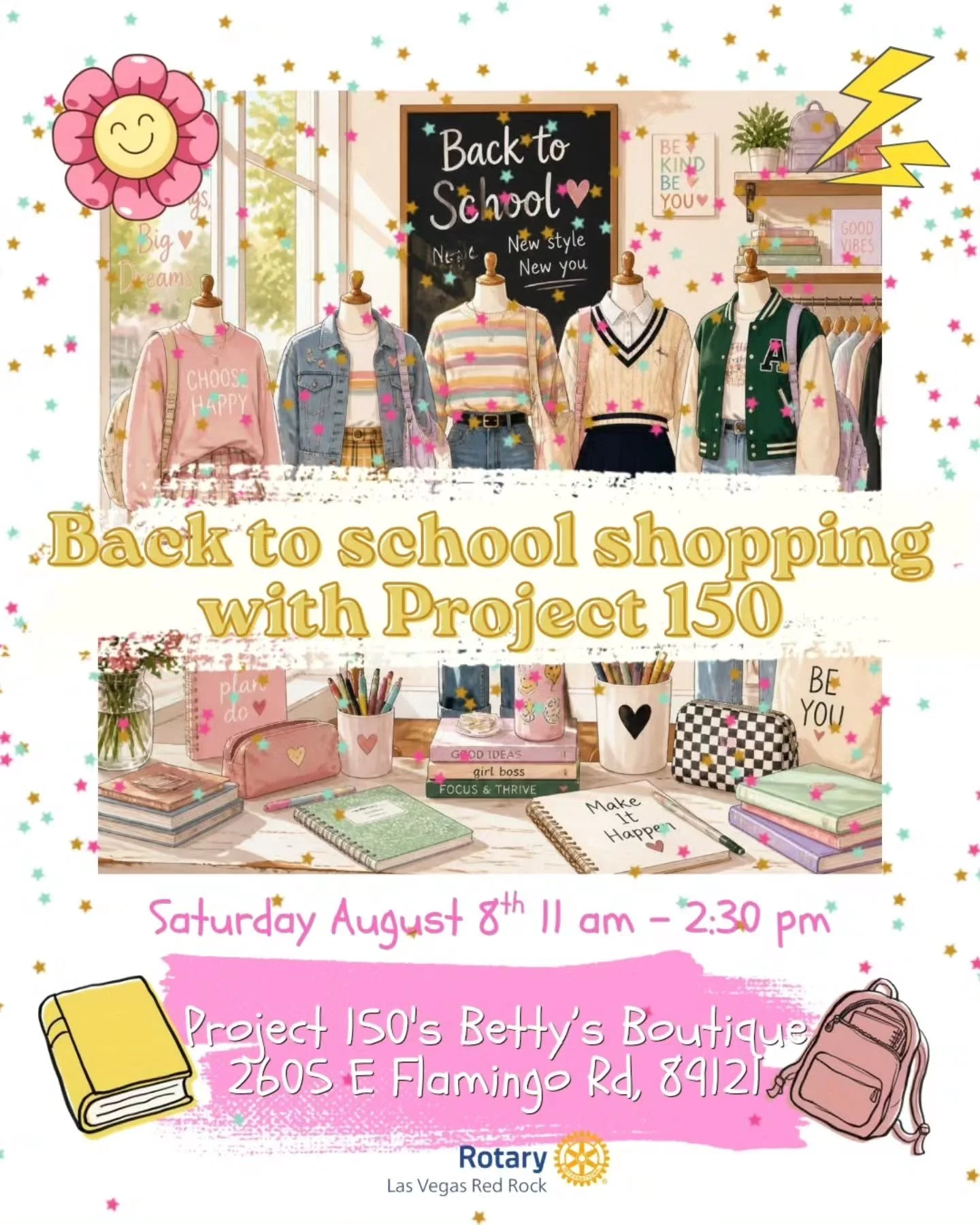 This month, Las Vegas Red Rock is partnering with Project 150 for their back to school shopping event 🛍✨️

Join members of LVRR as we help support our students shop for new drip 😎 and prepare for the school year! Help students choose clothes, build