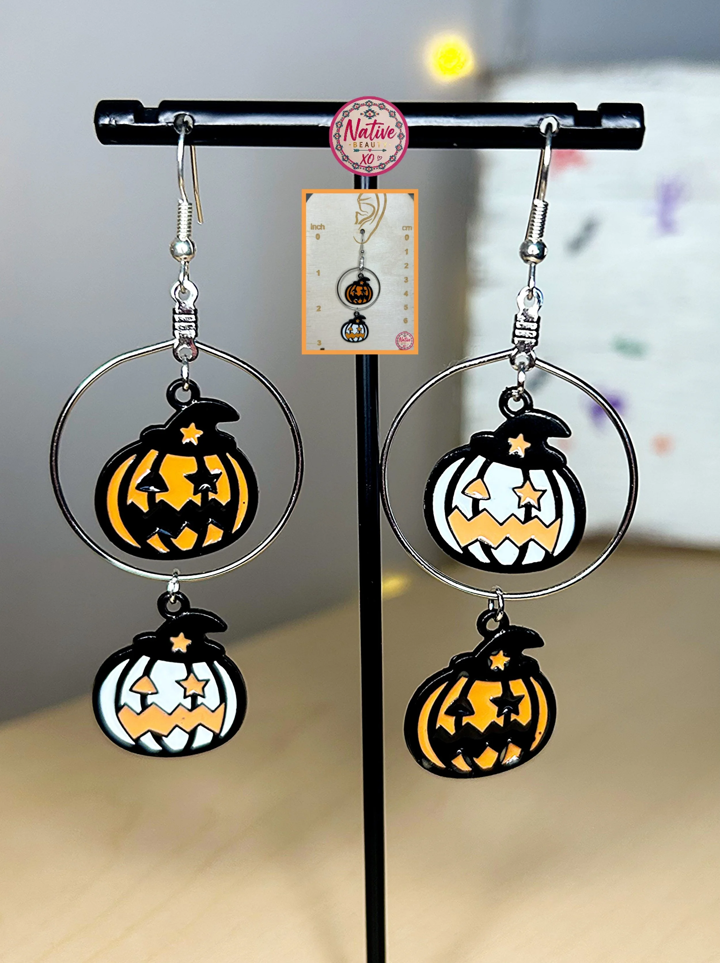 Witchy Pumpkin Double Hoop earrings