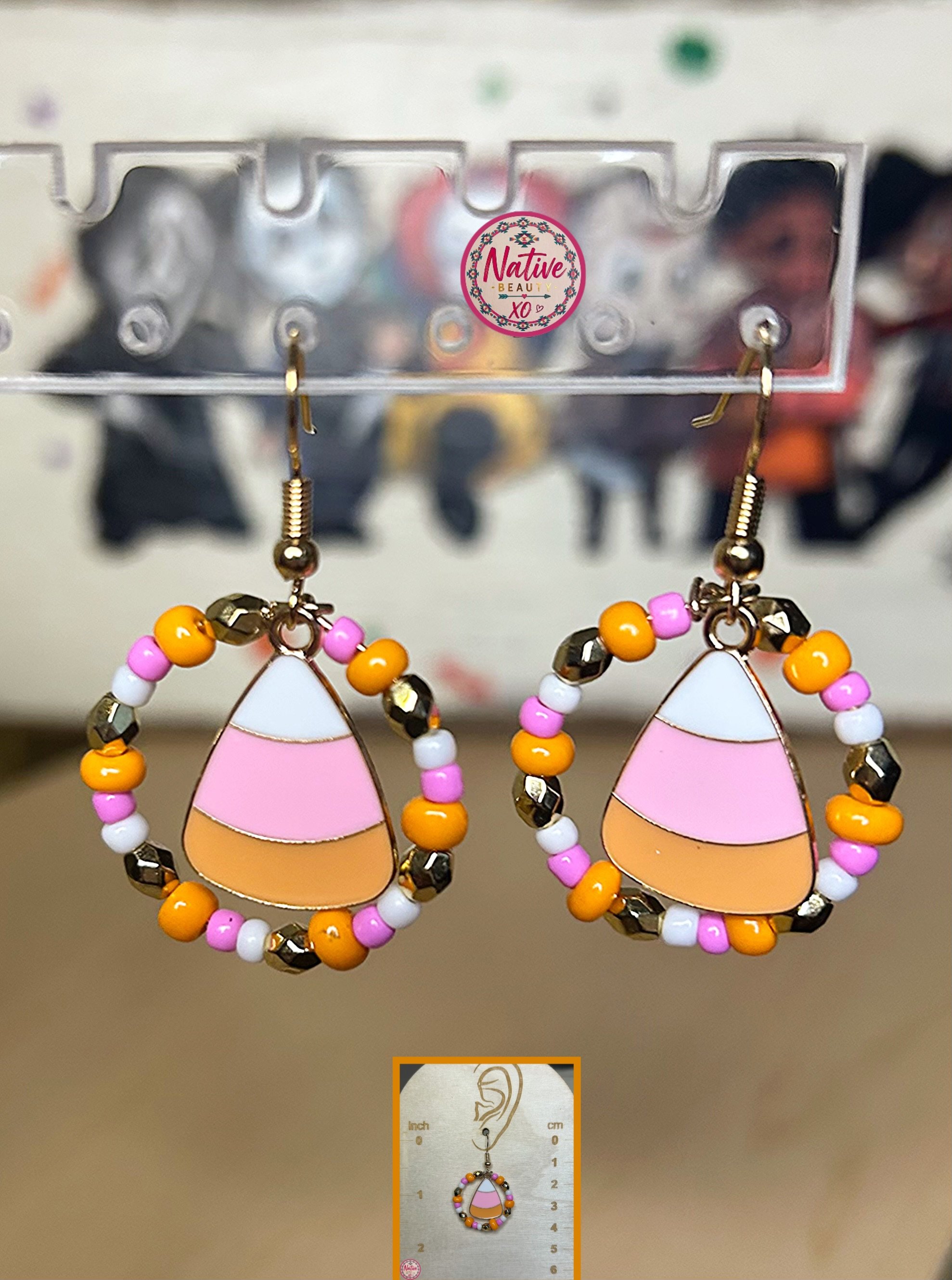 Candy Corn Beaded Hoop earrings