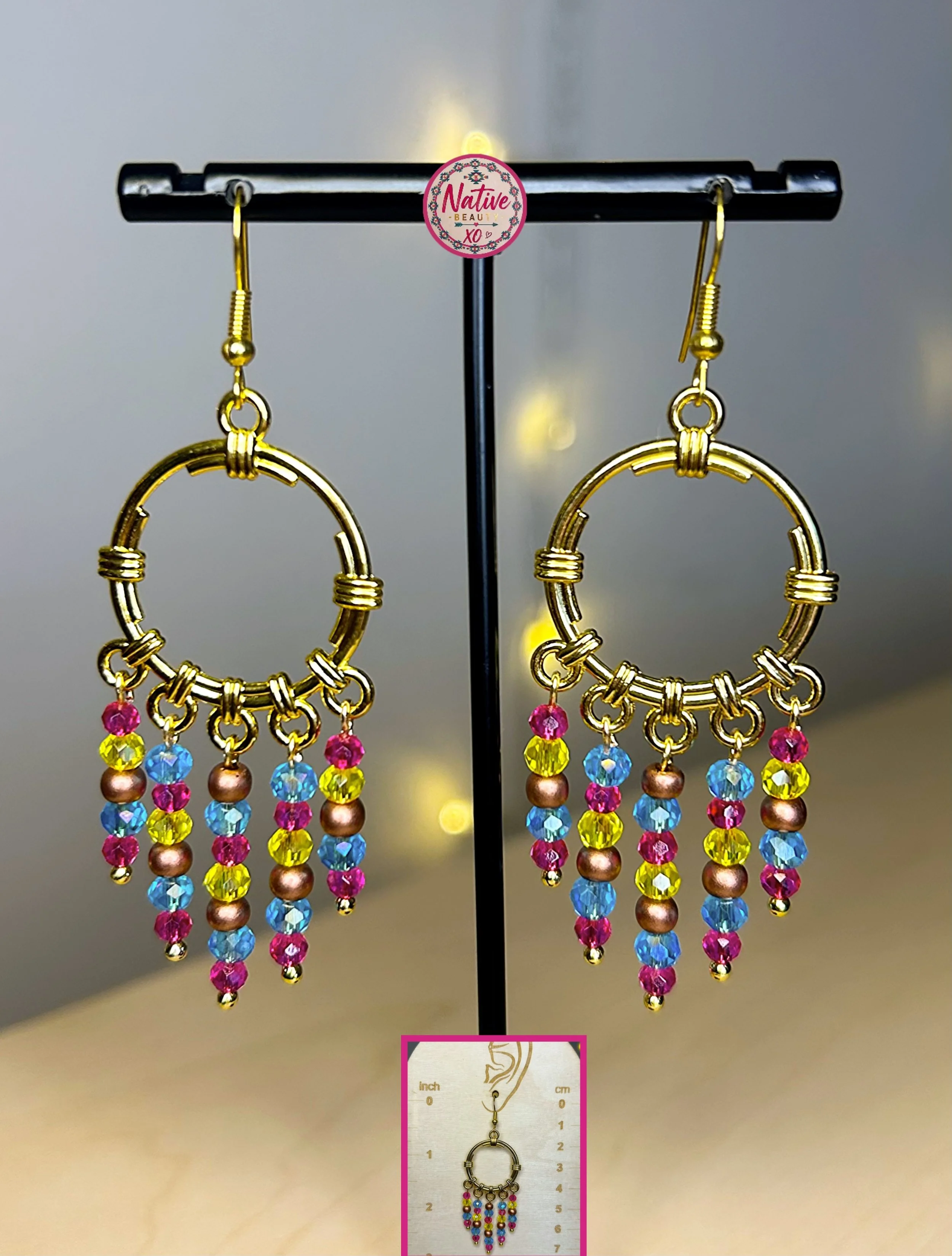 Colorful Beaded Chandelier Hoop earrings