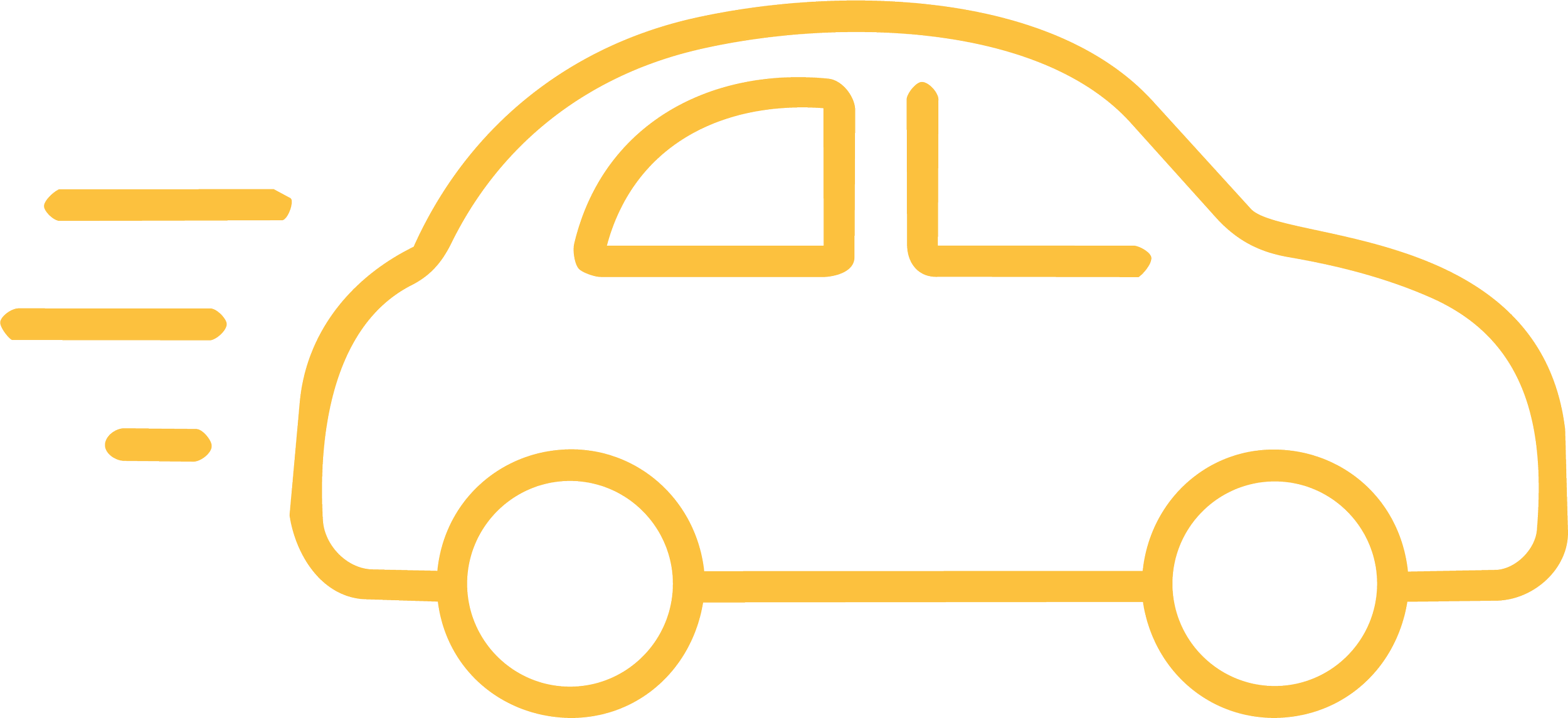 Icône d'une voiture en ligne avec des lignes de vitesse