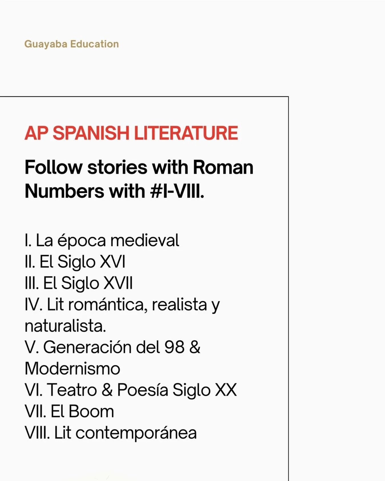 Unidades para AP Spanish Literature