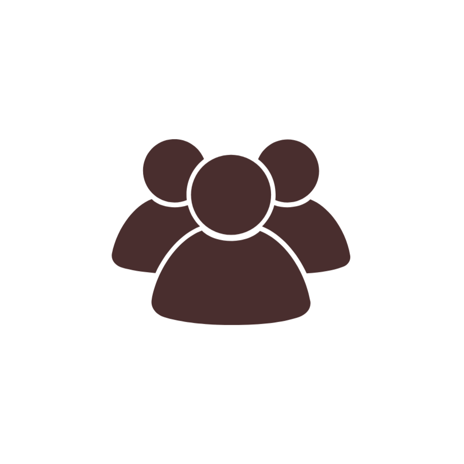 Icon of three simple human figures representing a group or community.