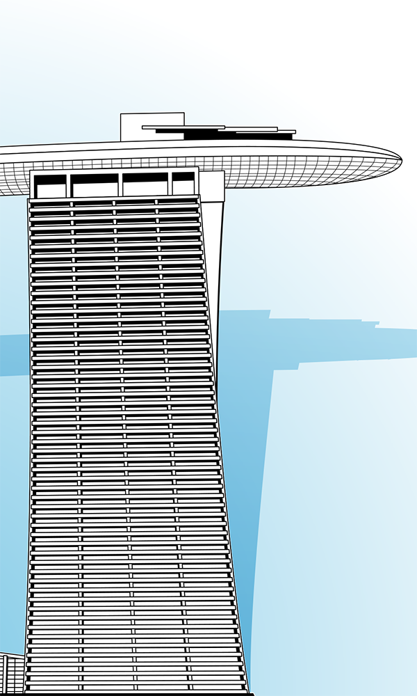 marina bay sands singapore architectural rendering