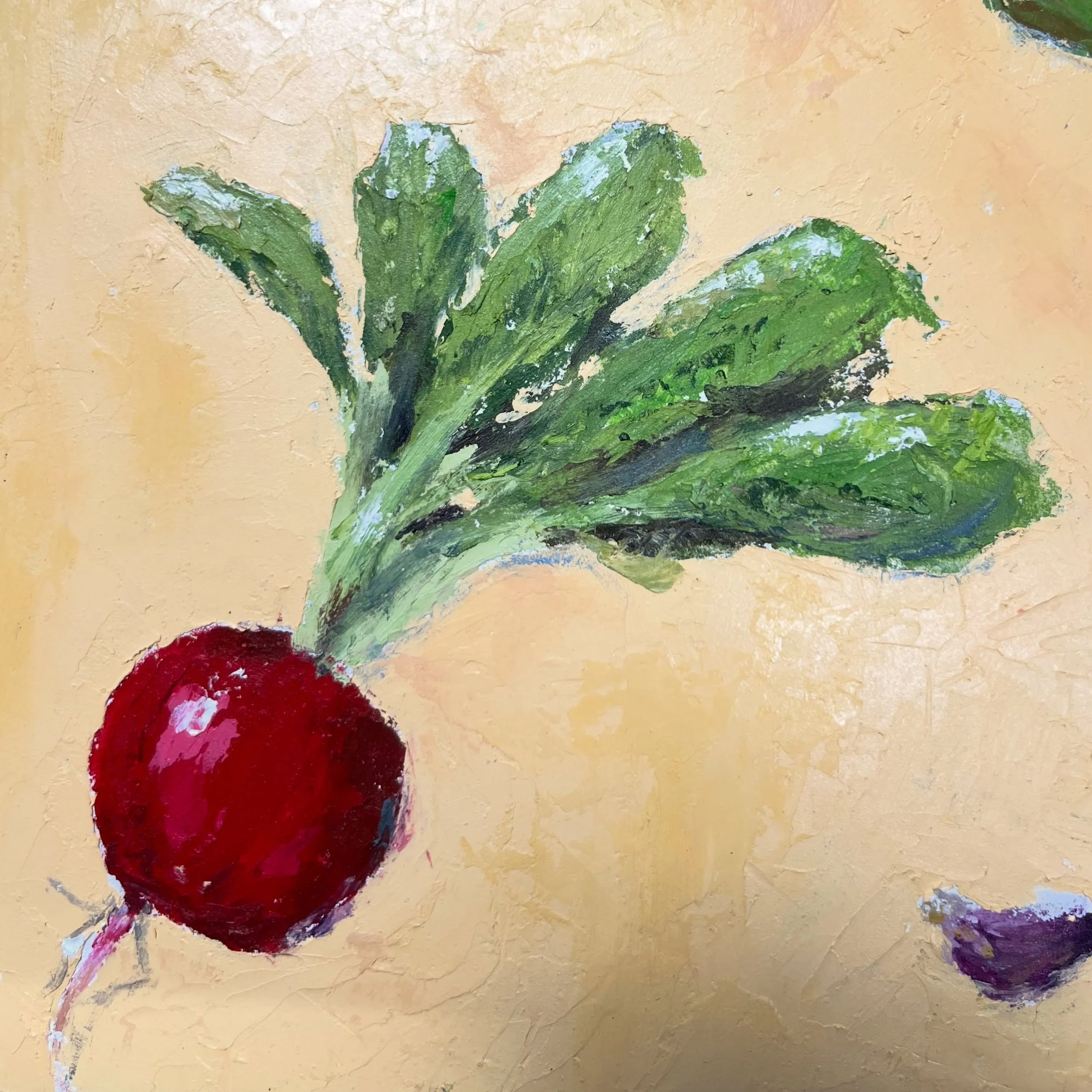 Some finer details from "Vegetable Garden" 
12 x 12 Original Oil Painting using cold wax. 
This painting is available now on my website, link in bio. 
Prints and stickers will be available super soon!! Which sticker would you like the most?
