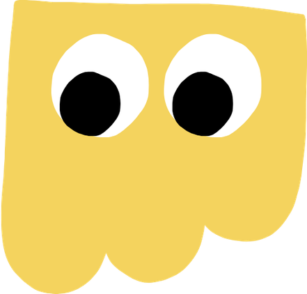 A cartoon representation of a slice of bread with two large, expressive eyes.