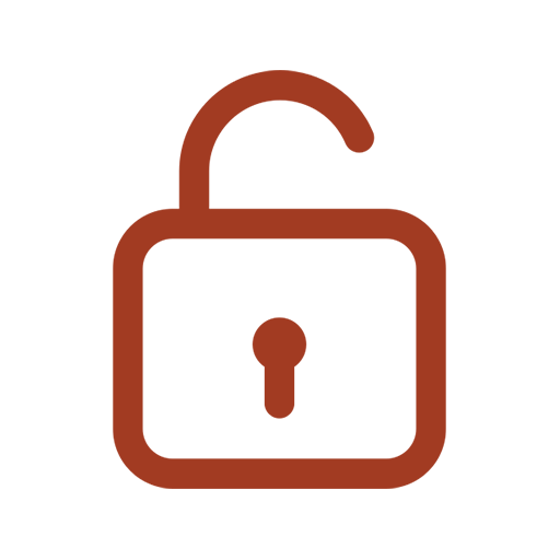 Line drawing of a padlock with the shackle open.