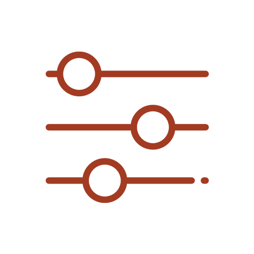Illustration of three brown sliders on black background, representing audio or sound controls.