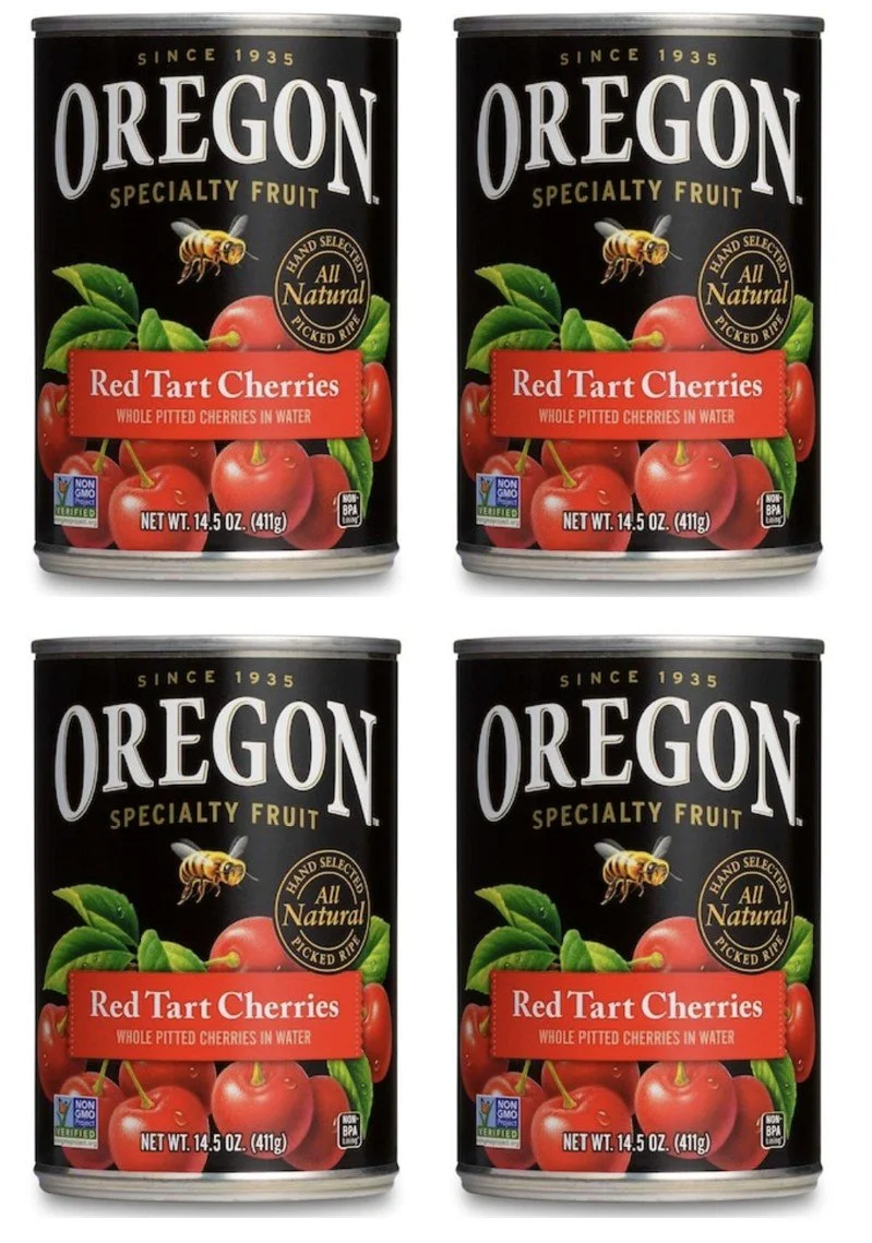 Oregon Pitted Red Tart Cherries in Water, Canned Cherries, 14.5 oz Cans (Pack of 4), 3.62 lb Total, Made in Oregon by Oregon Fruit Co. | Grocery & Gourmet Food