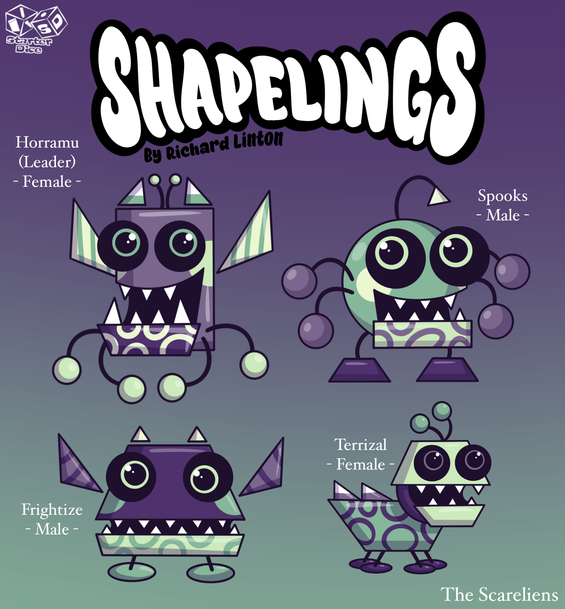 The Scareliens came from the moon yet they still qualify as Shapelings. They have sharp fangs, glow in the dark eyes, and loud screams. Despite that they just like to play hide and seek, 
with jump scaring the seeker.