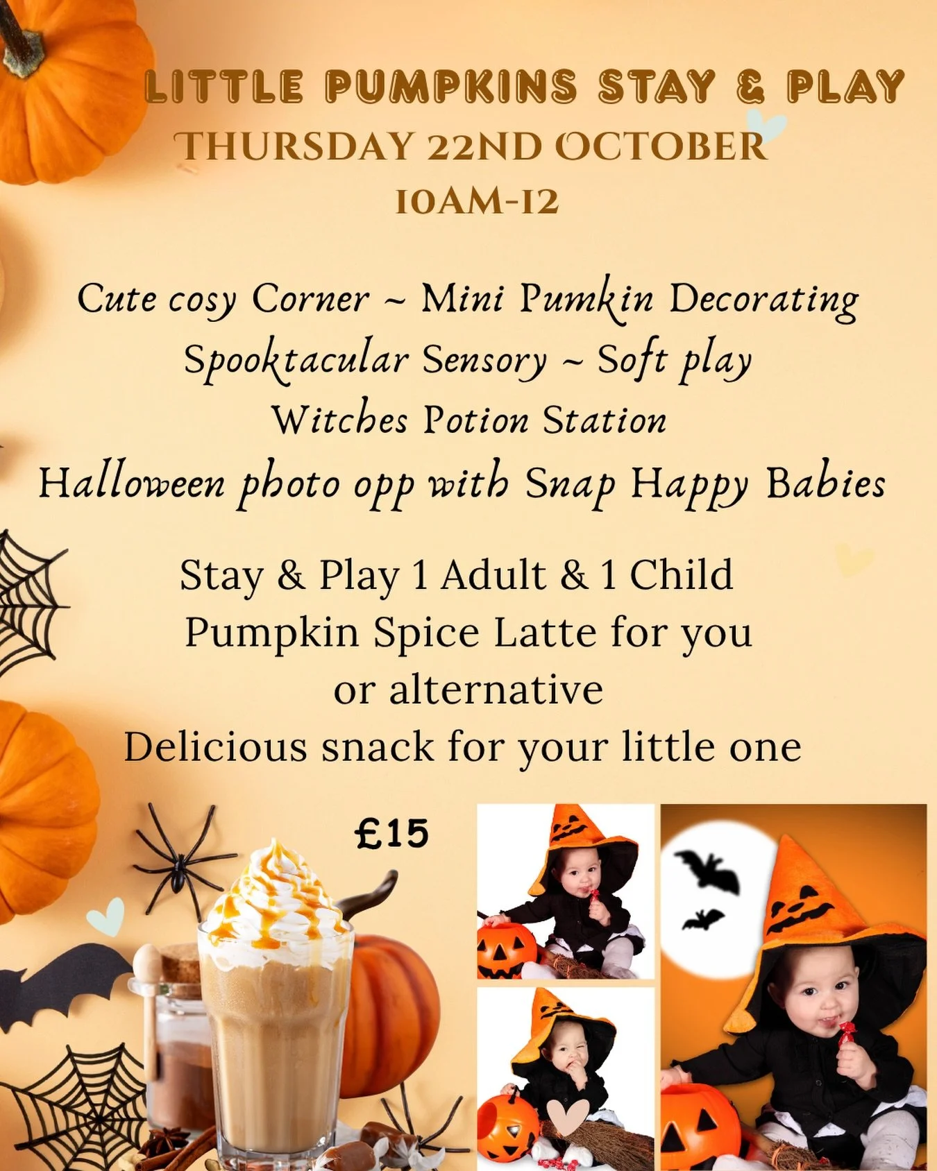 There&rsquo;s a chill in the air so it&rsquo;s only fair we start to get excited for our little pumpkin stay and play day 🎃🎃 Join us for a morning of cosy corners, crafting, sensory and soft play plus lots of fun and fabulous Halloween outfits 🧙&z