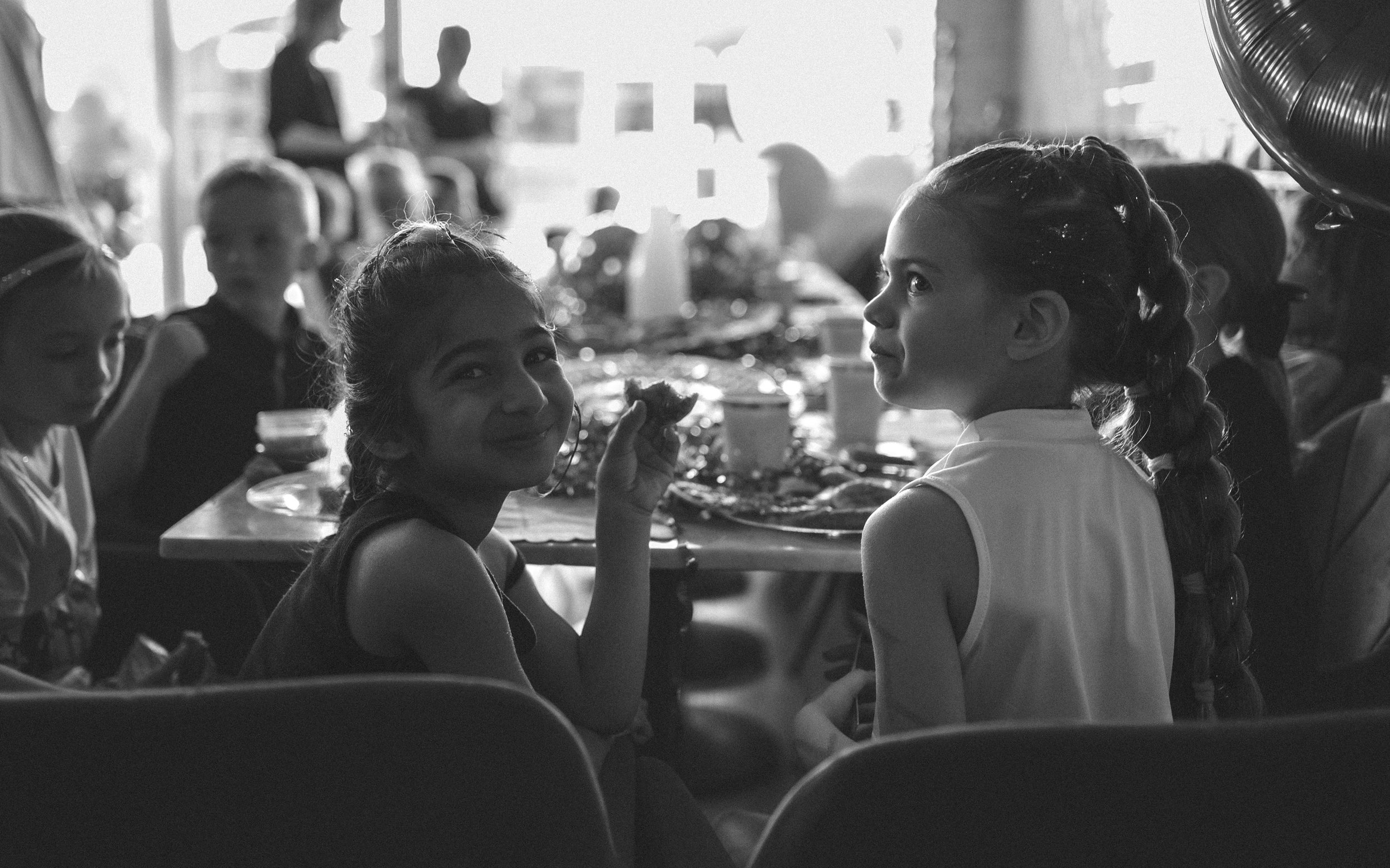 kids at table for a private party at emeralds
