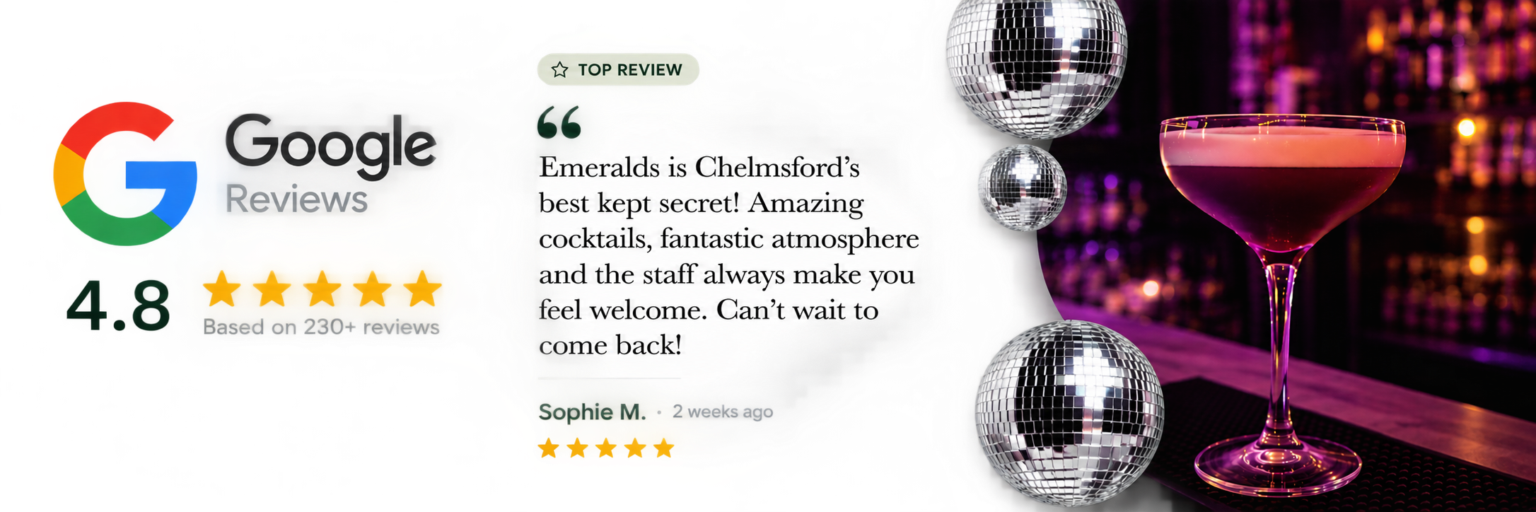 Google Reviews Emeralds chelmsford