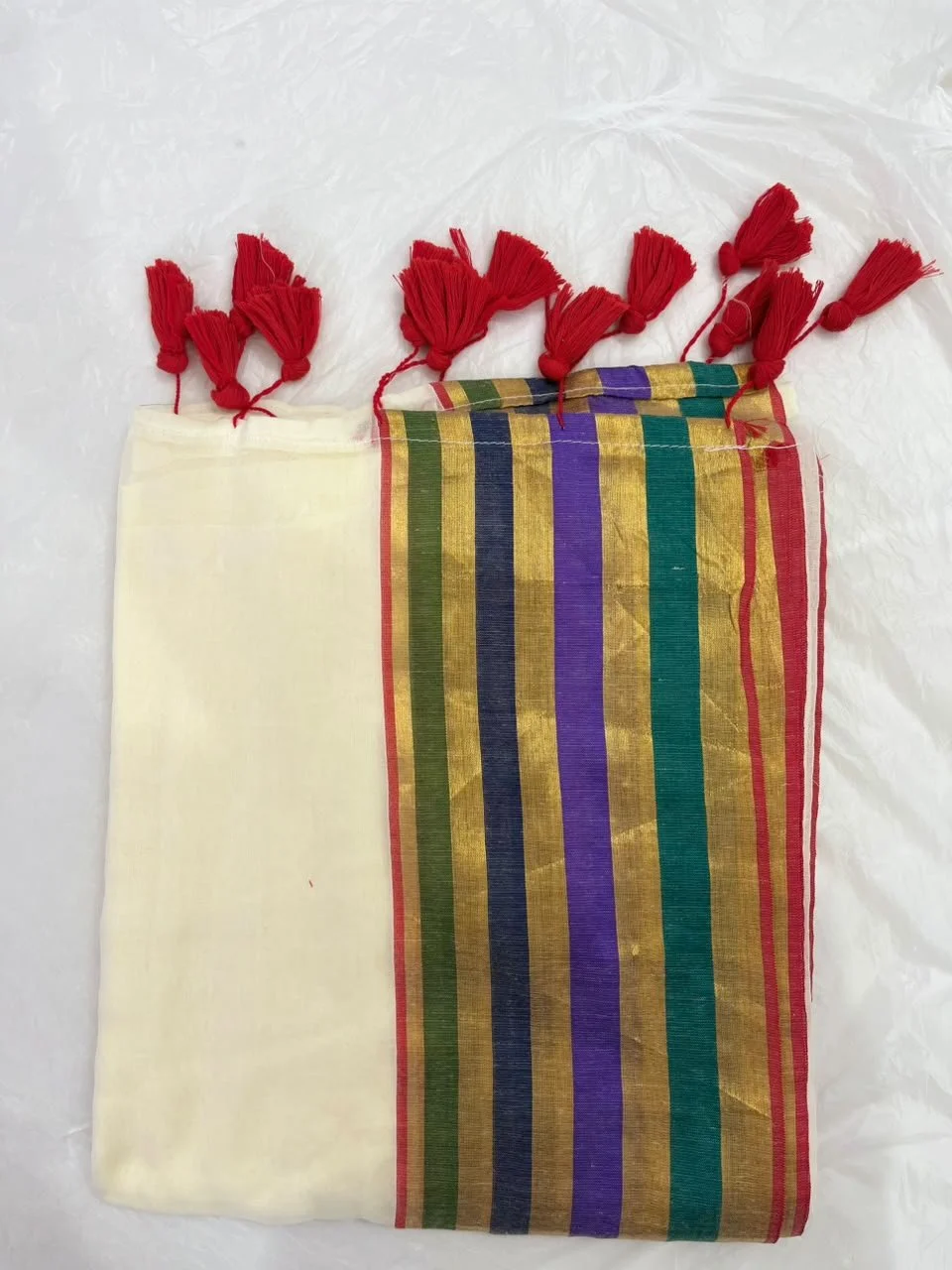 Vibrant Mul Cotton Saree with Colorful Border