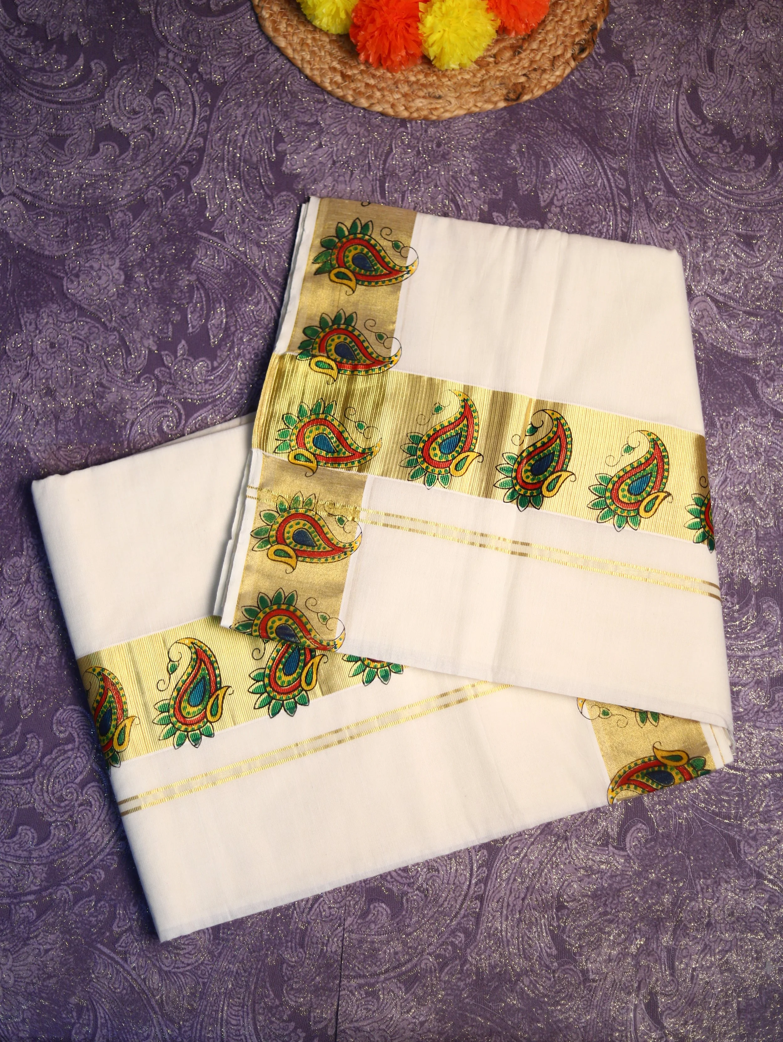 Elegant Tissue Cotton Saree with Paisley Design