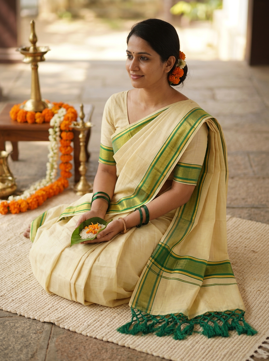 Elegant Cotton Tissue Saree with Green Border