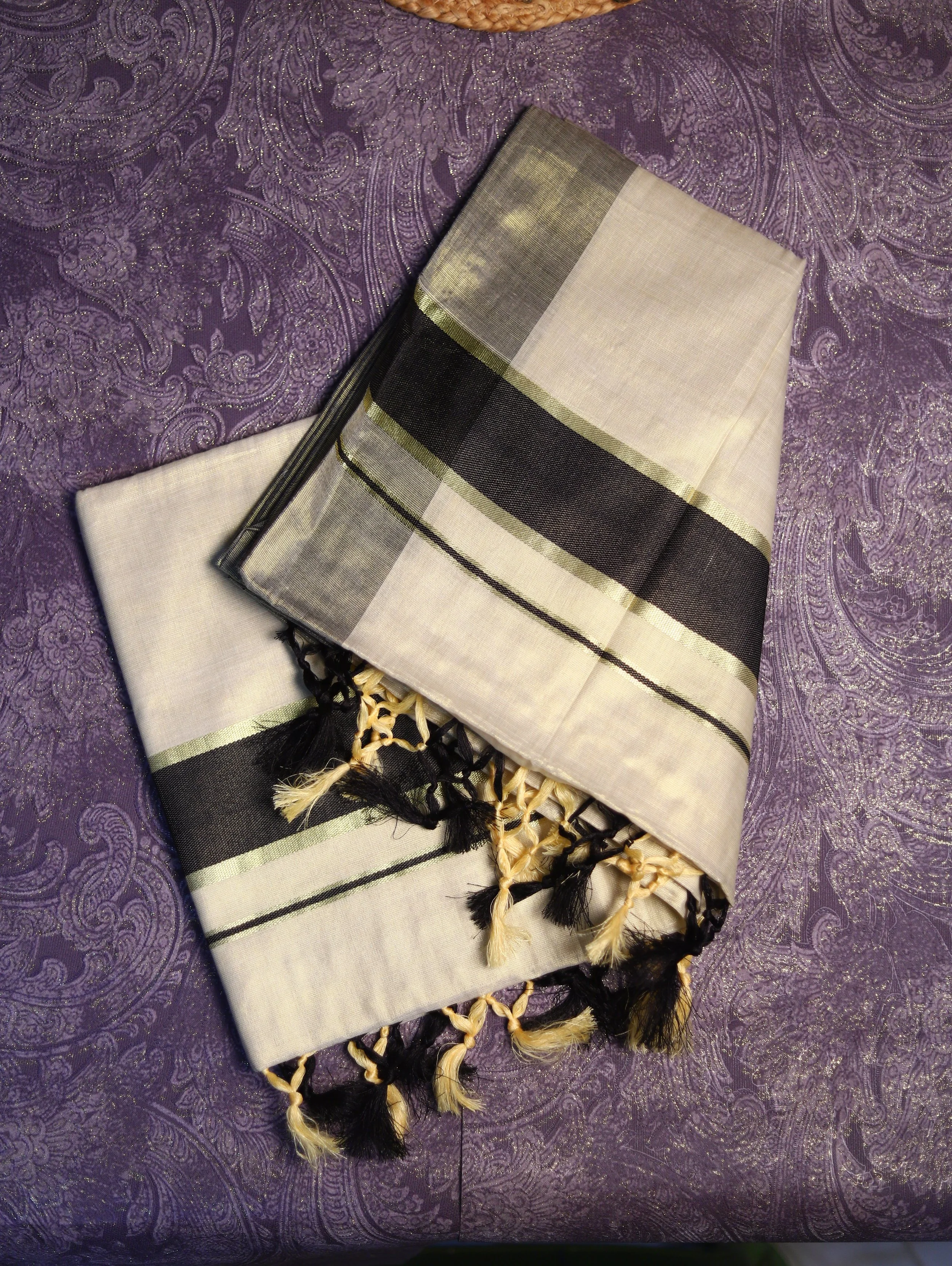 Elegant Cotton Tissue Saree with Black Border