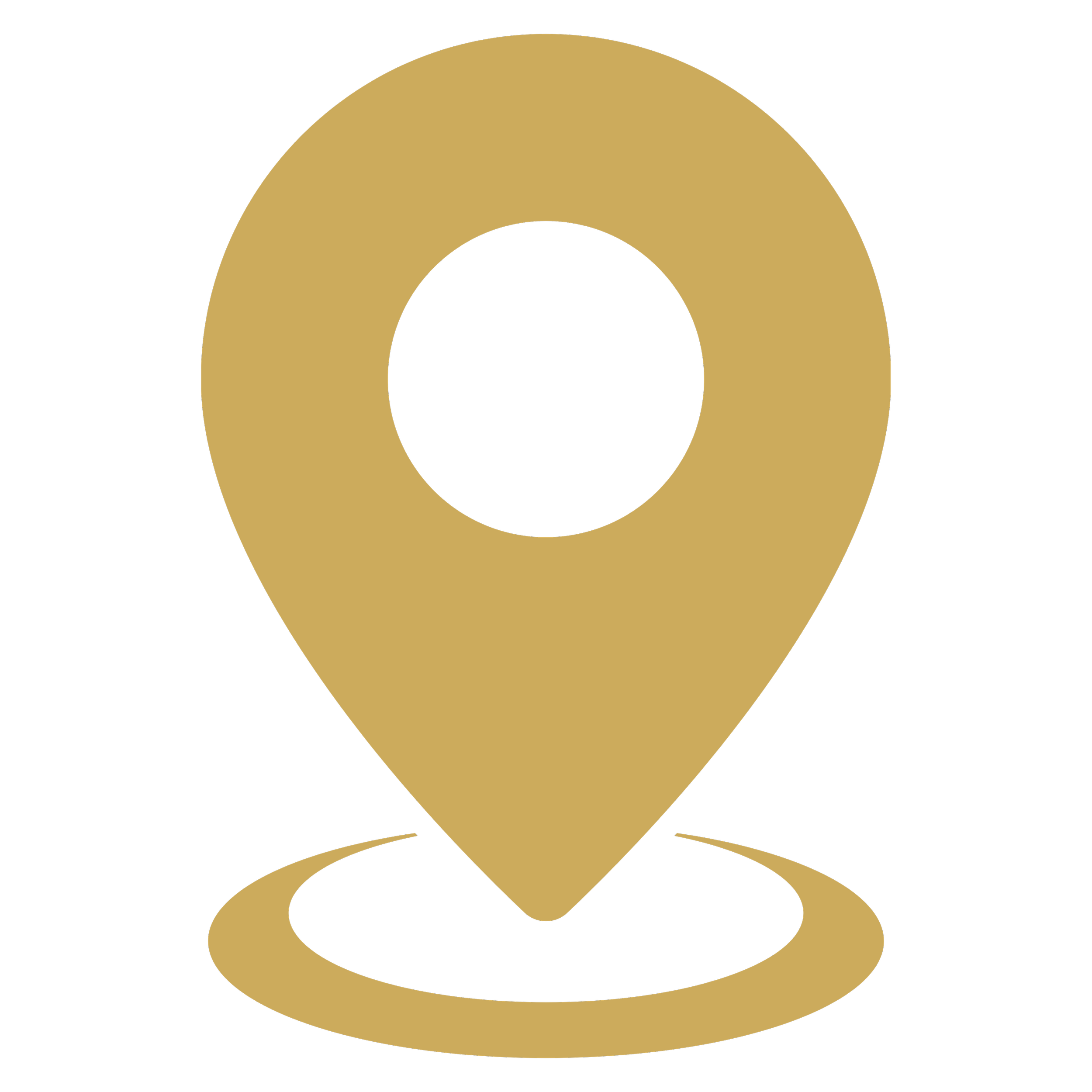 A stylized logo with a gold circle with a small circle inside, all on a black background.