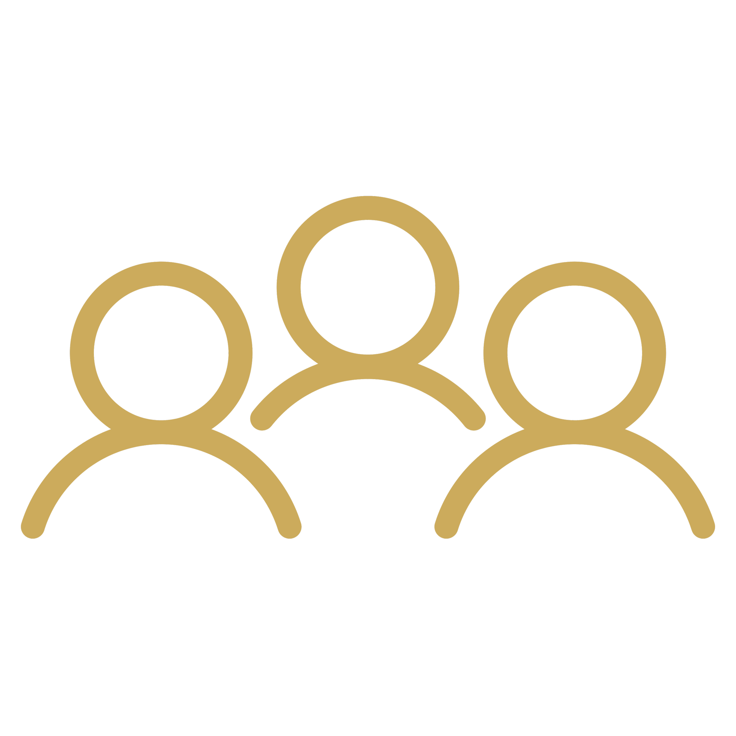 a gold outline of three people