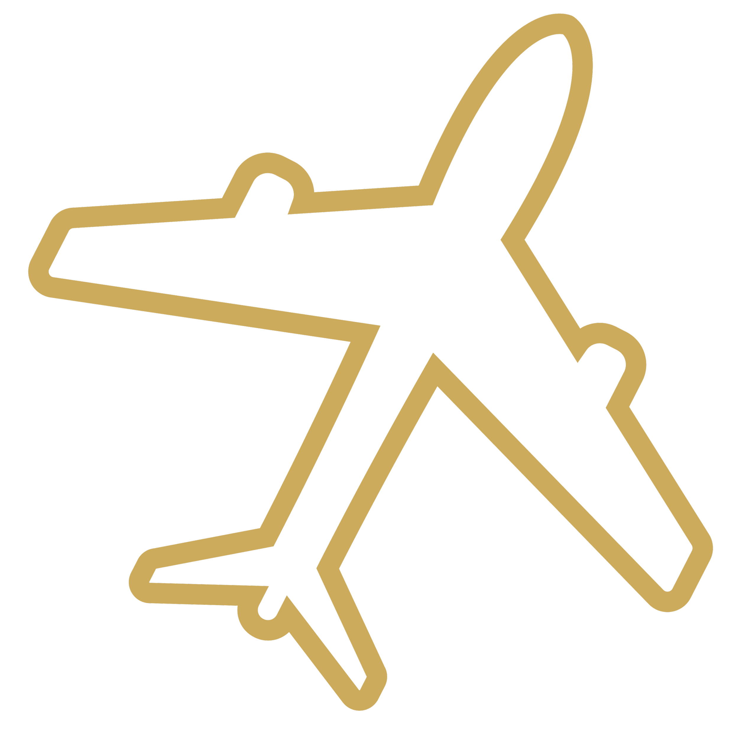 a gold outline of an airplane