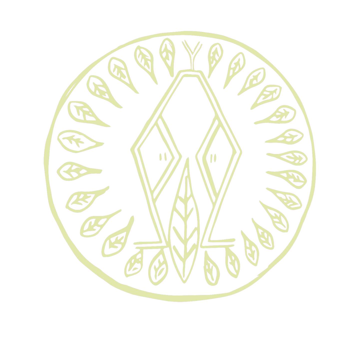 Geometric drawing of an outline square with sections divided by vertical, horizontal, and diagonal lines.