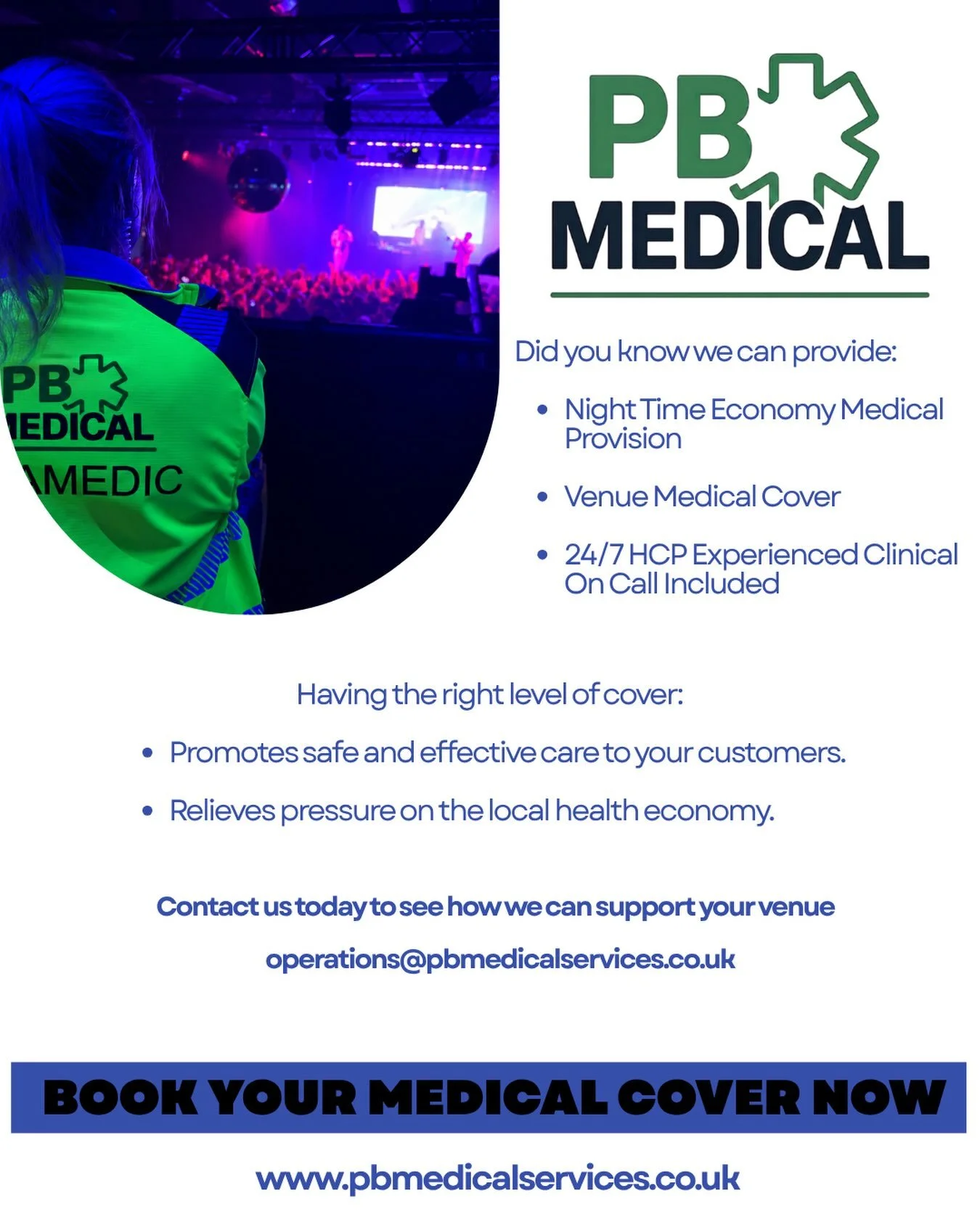 We are excited to have recently started providing Technician &amp; Paramedic led medical cover to a Student Union Night Time Economy Venue. We have further capacity to start supporting more venues across the South East and London. 

Choosing the righ