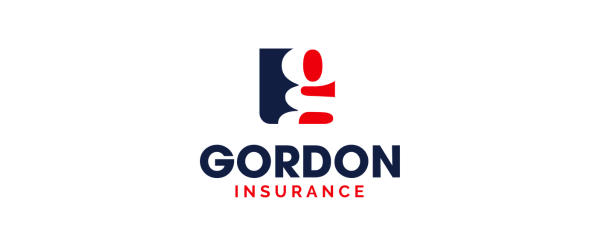 Gordon Insurance logo with stylized red, white, and navy design and text
