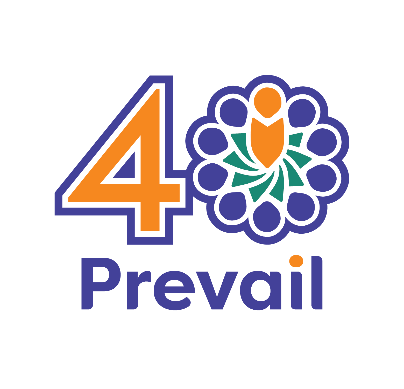The number 40 in orange with a flower design on the right, and the words 'Preval' in blue beneath them.