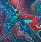 Abstract swirl of blue, red, and purple colors