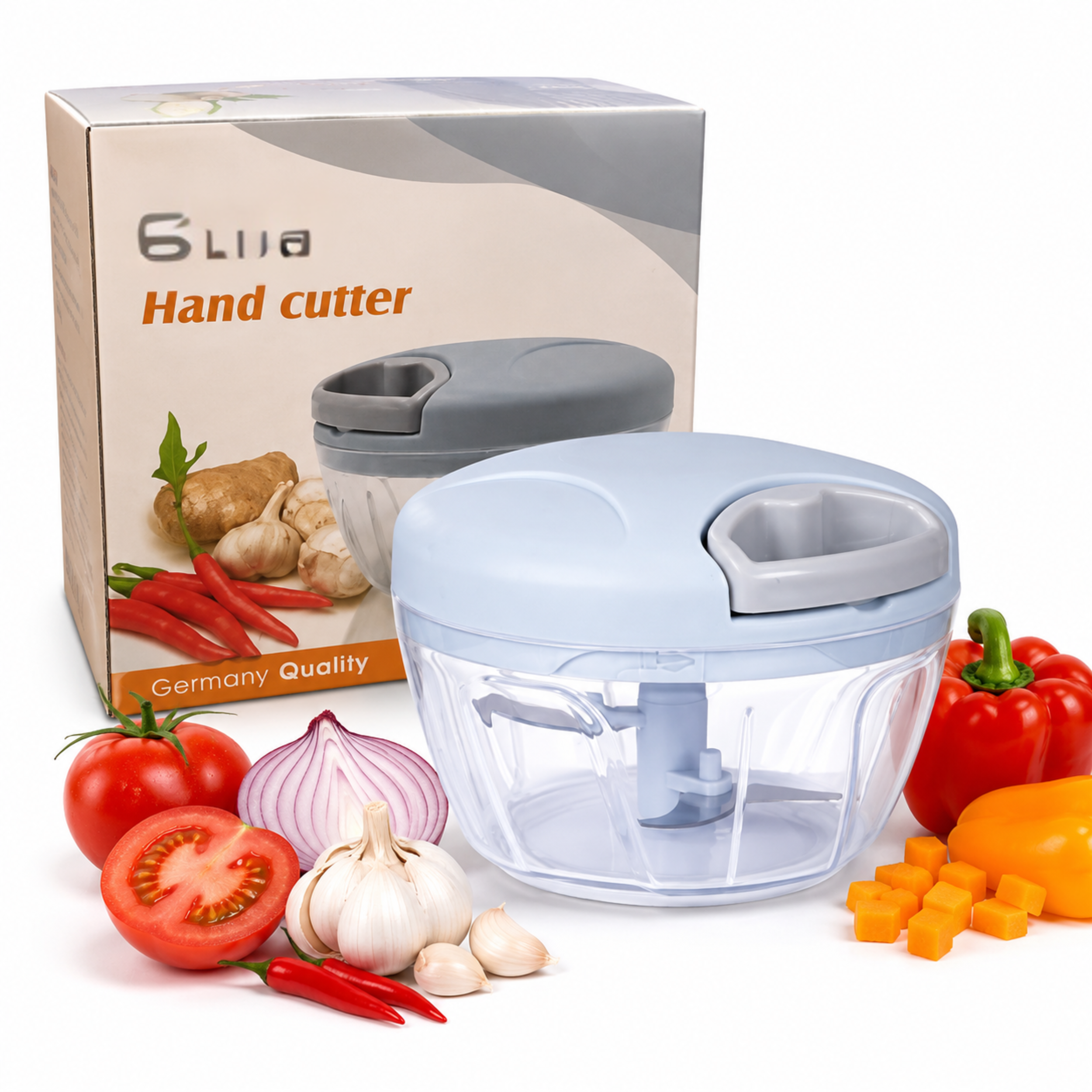 Manual Food Chopper Pull String Vegetable Chopper Mini Food Processor with Clear Bowl