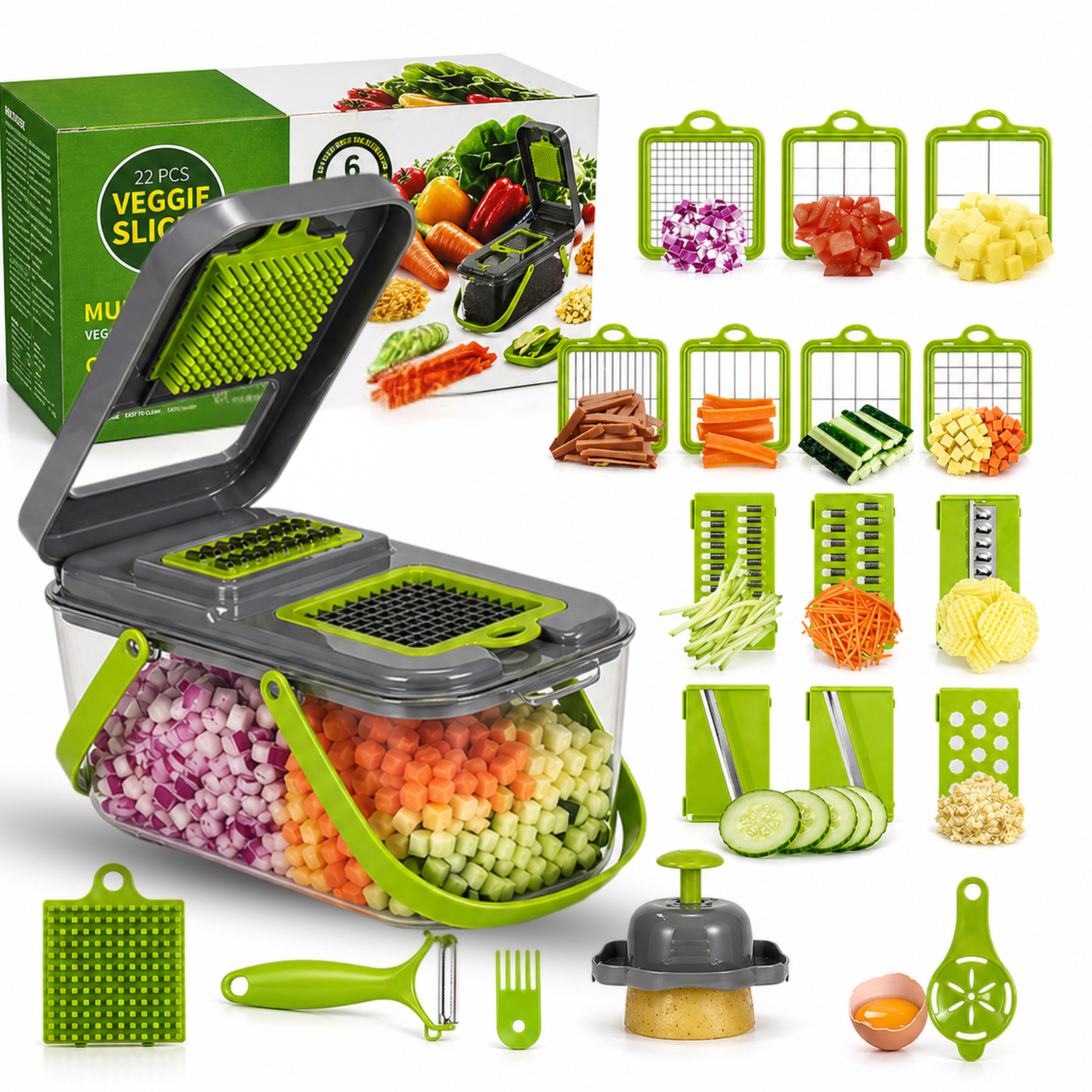22-Piece Vegetable Chopper and Mandoline Slicer Set
