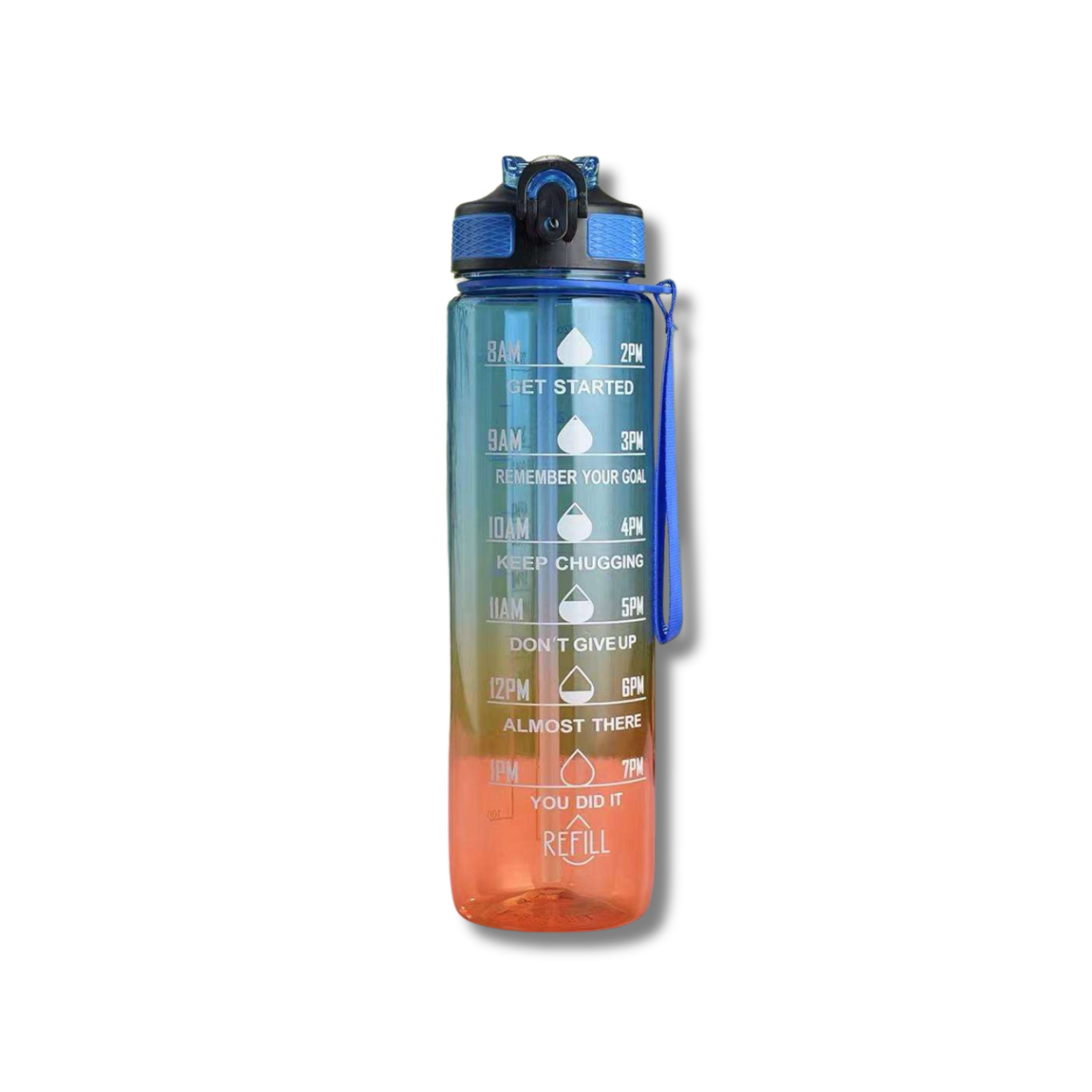 32 oz Motivational Water Bottle with Time Markers and Leak-Resistant Lid