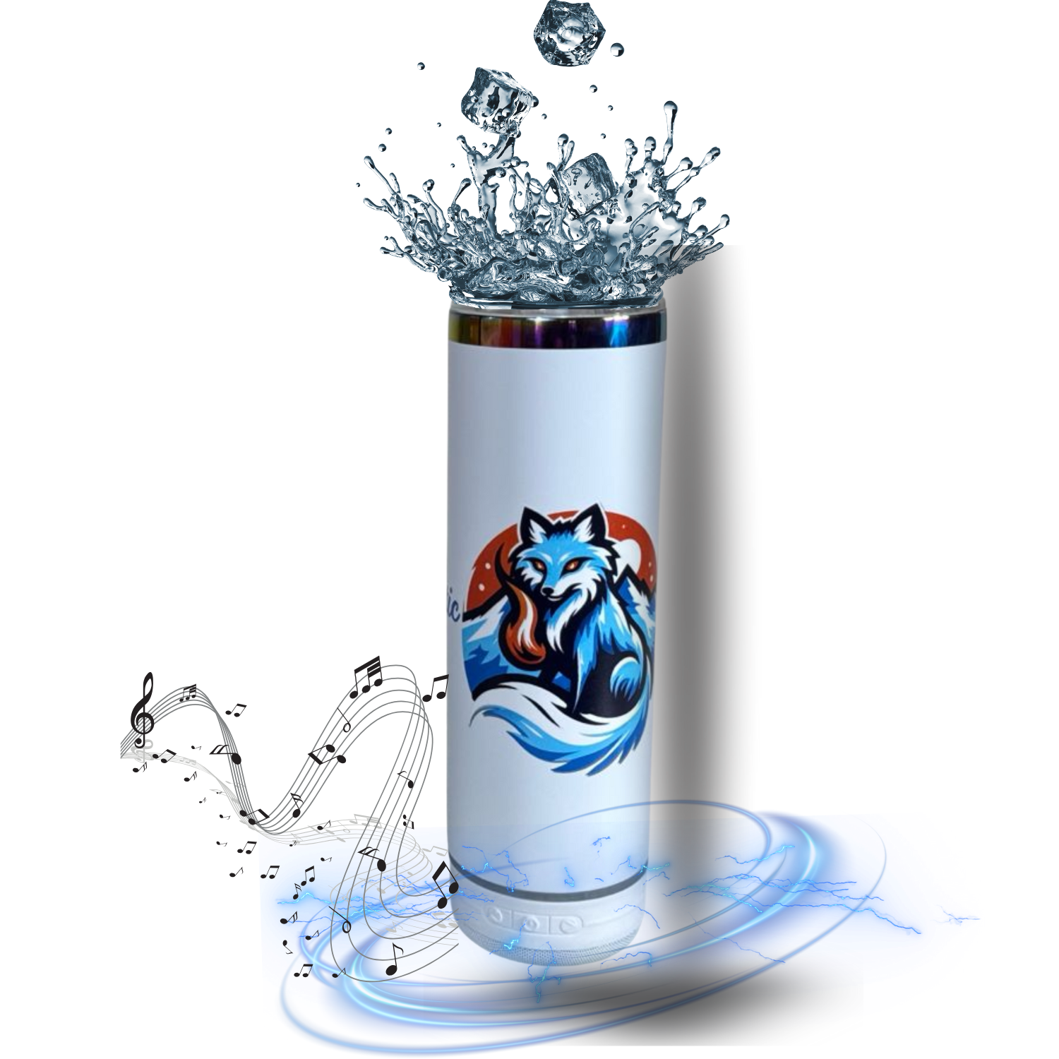 20 oz Stainless Steel Insulated Bluetooth Speaker Tumbler with Straw Lid and Detachable Speaker