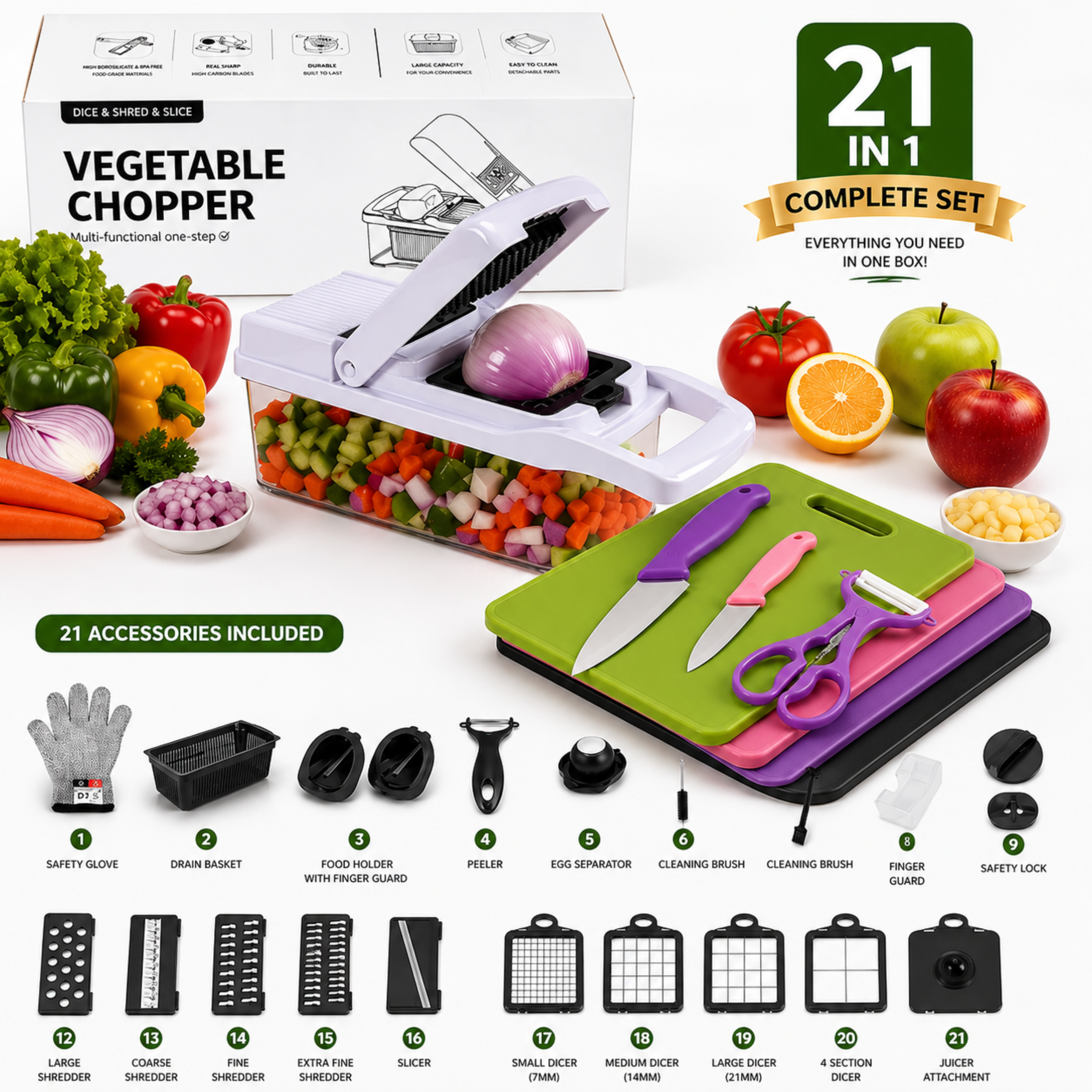 26-in-1 Vegetable Chopper and Mandoline Slicer Set
