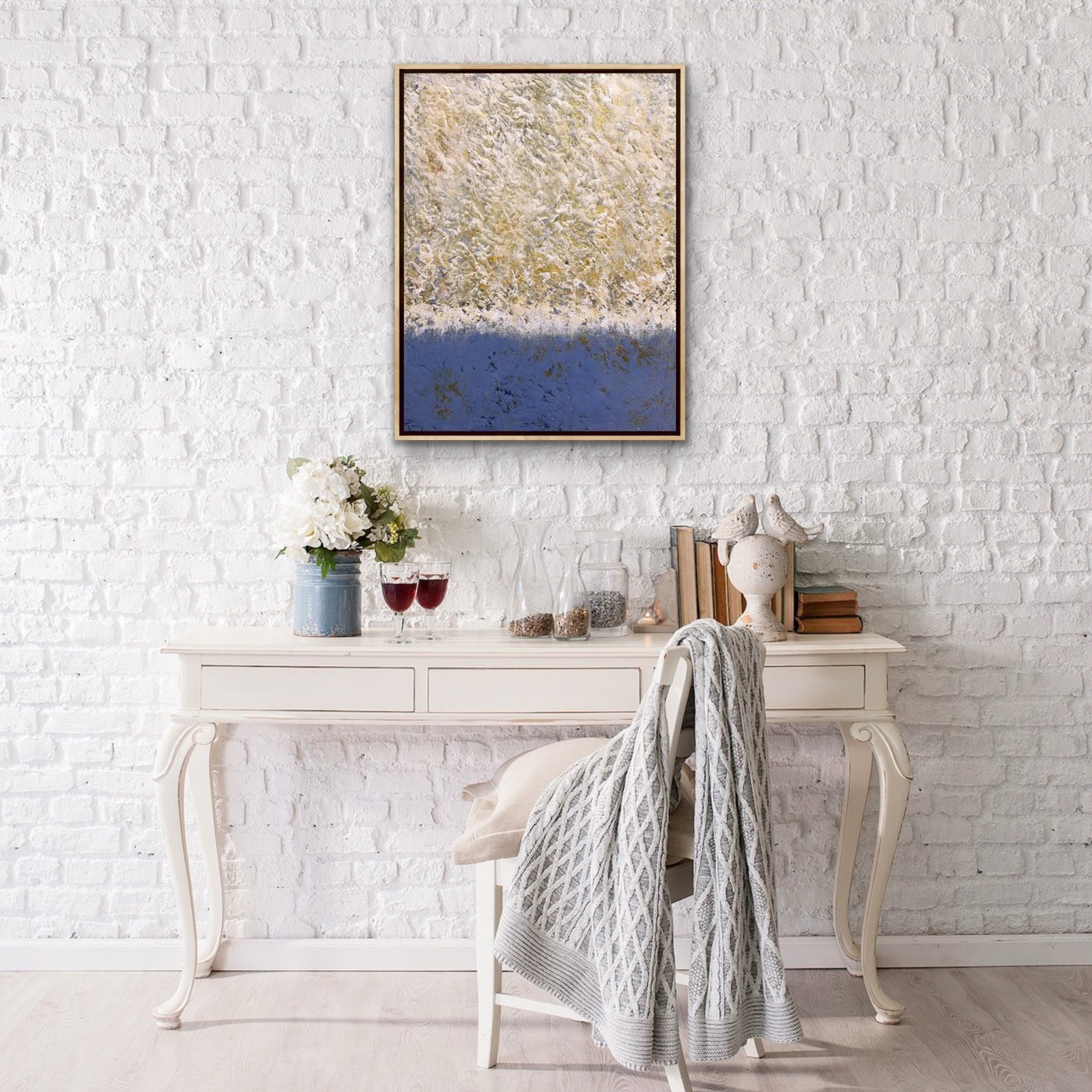 Pebbles | 18” x 24” | Cradled Panel, Painted Edge | $575   *Frame is representational