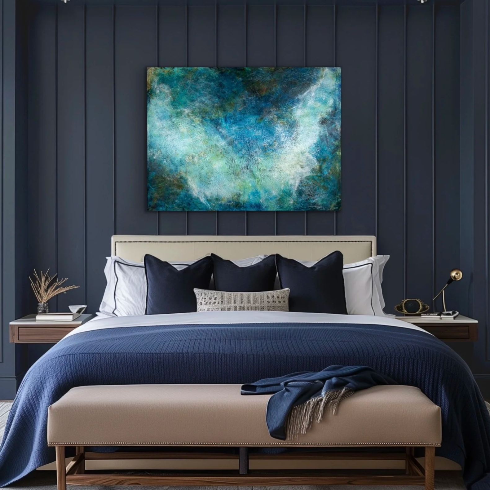 Cold Wax and Oil painting by Suz Carroll. Large scale, 60" x 47" on canvas.
