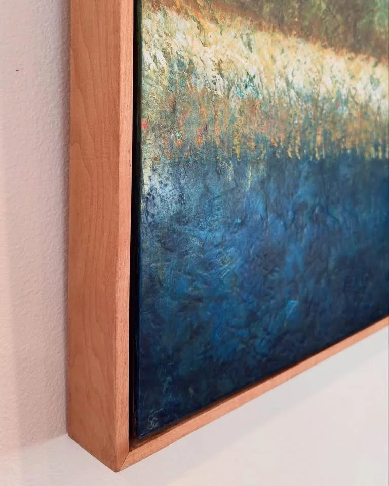 Custom Floater Frame – stain color varies.