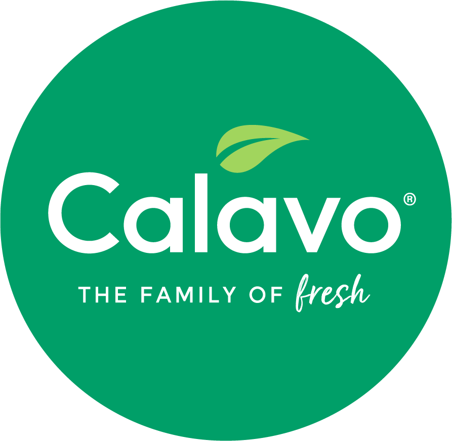 Calavo logo with leaf on green background, text "The Family of Fresh."