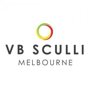Logo featuring a circular symbol with green, yellow, and red sections above the text 'VB Sculli Melbourne'