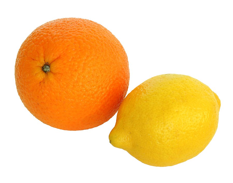 An orange and a lemon