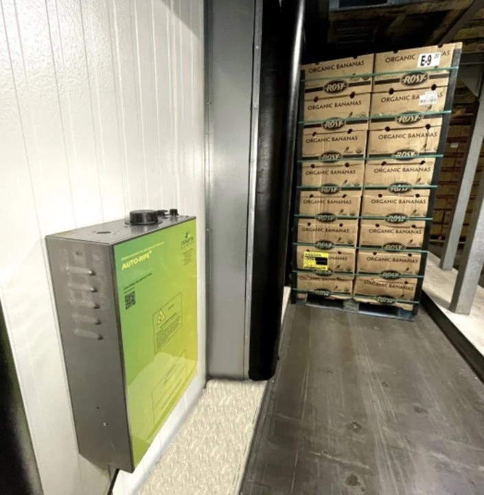 Auto-Ripe ethylene generator on wall in ripening room