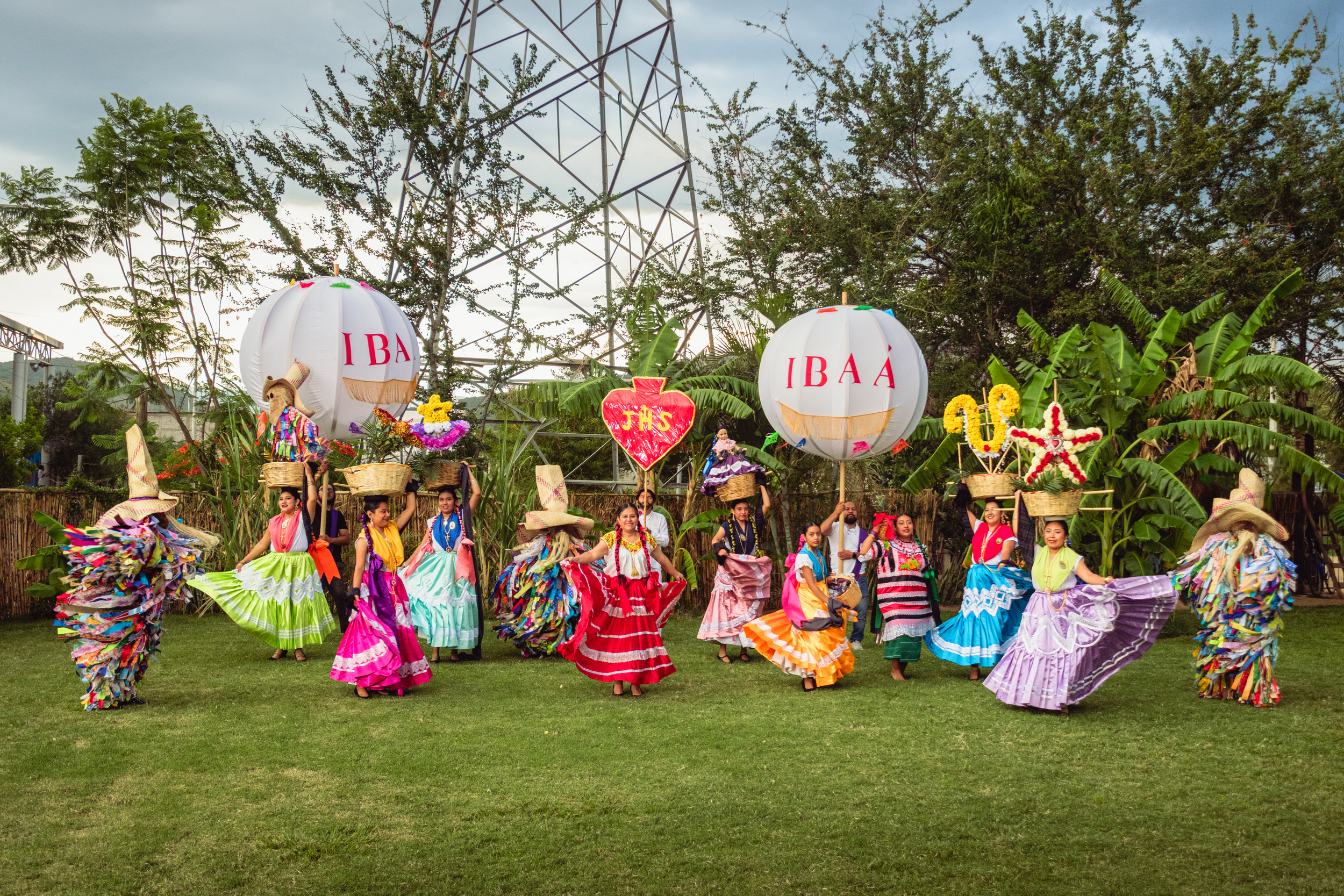 Mayordomía package: complete calenda ensemble with chinas oaxaqueñas, faroles, and traditional dancers