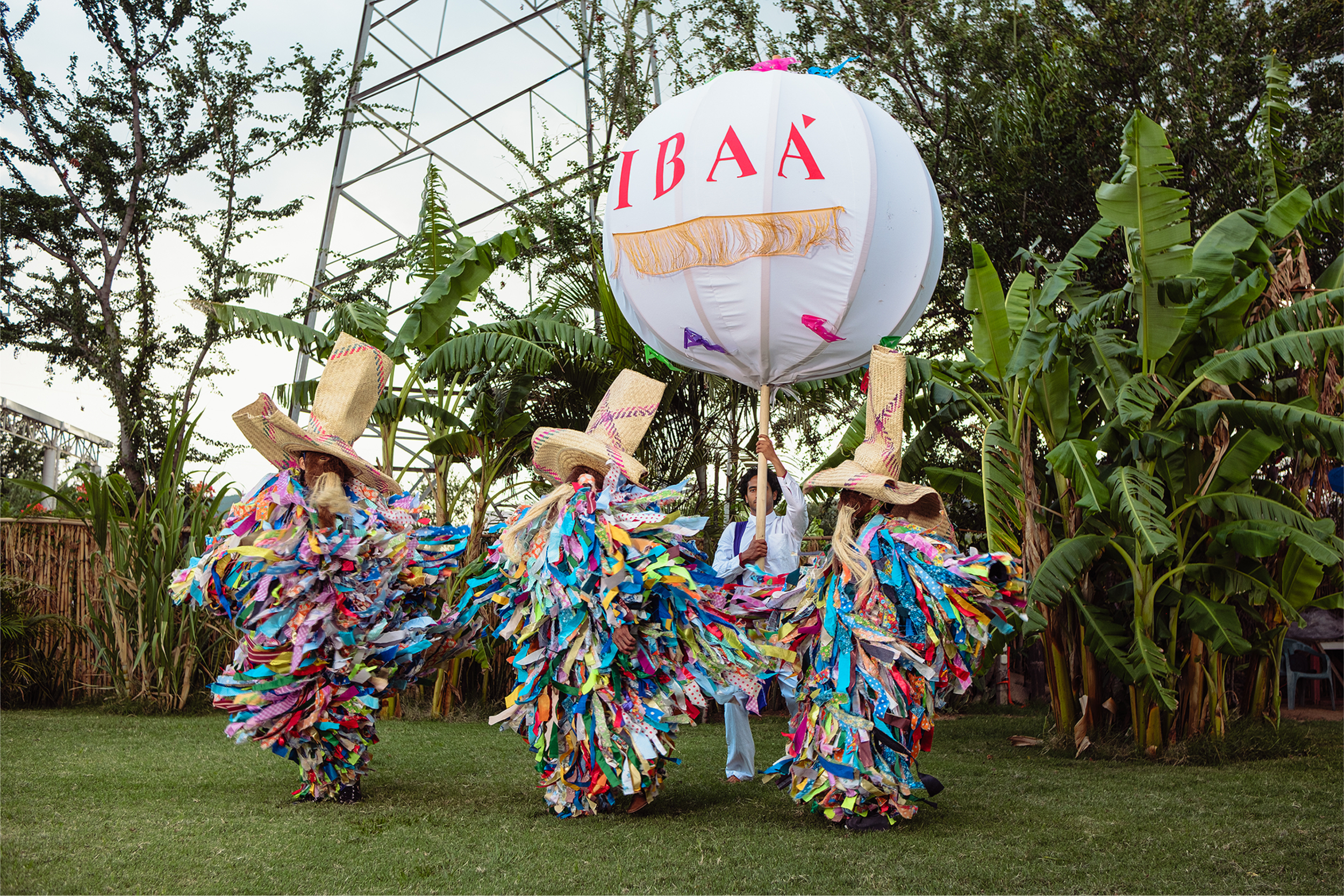 Convite package: three traditional tiliches parade characters with custom IBAÁ balloon, Oaxacan calenda ceremony