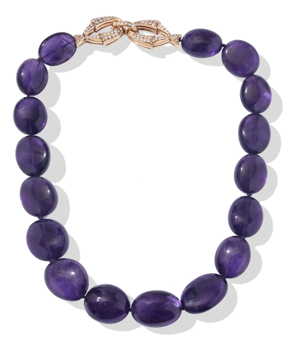 Amethyst Necklace with Encrusted Clasps