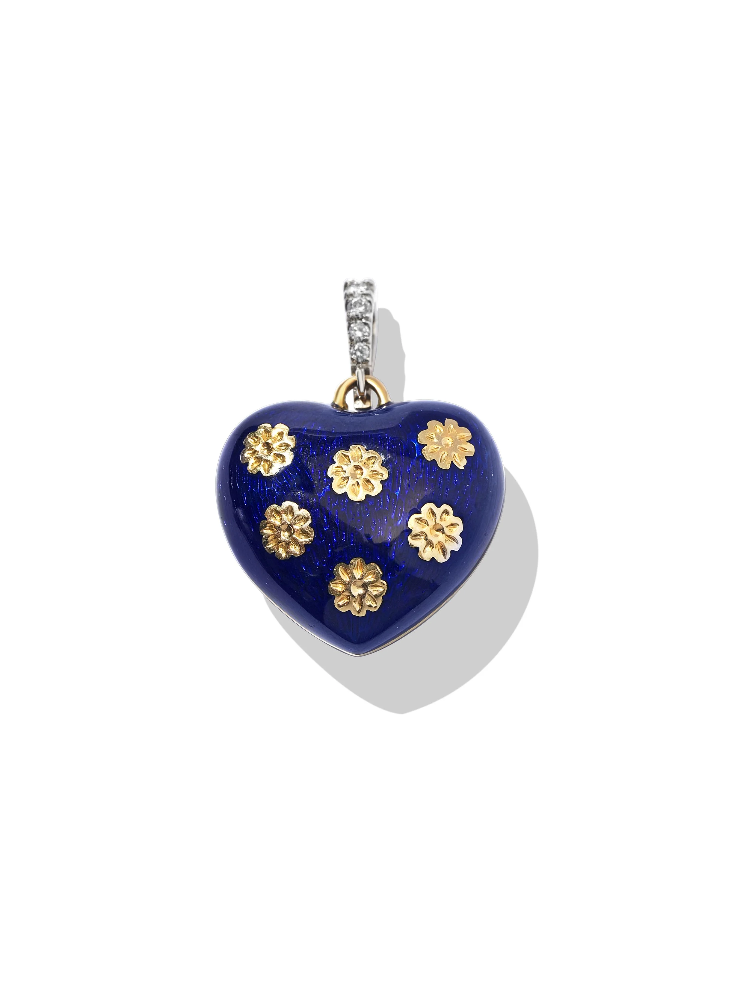 Dark Blue Enamel Heart