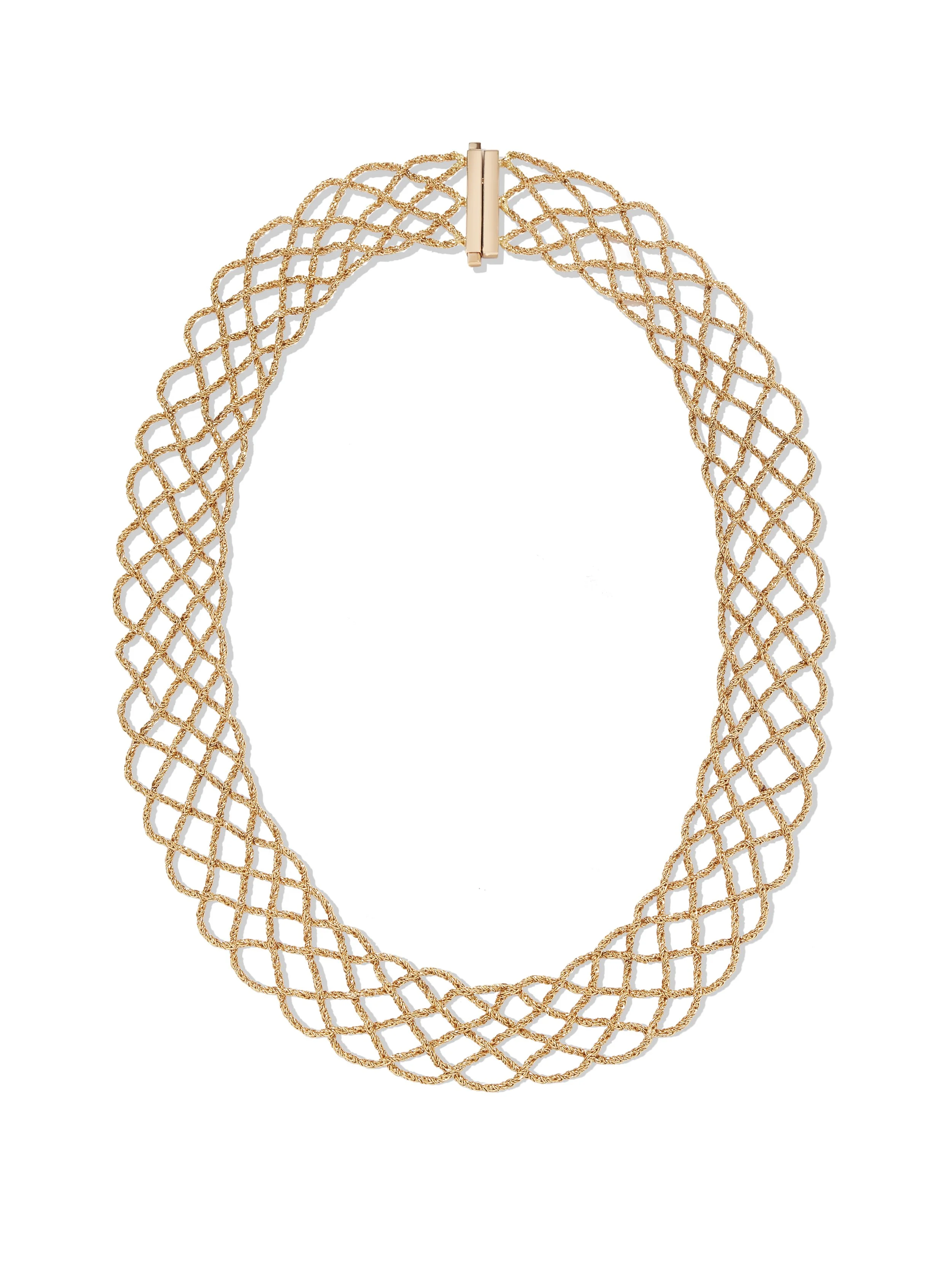 Yellow Gold Mermaid Net Necklace