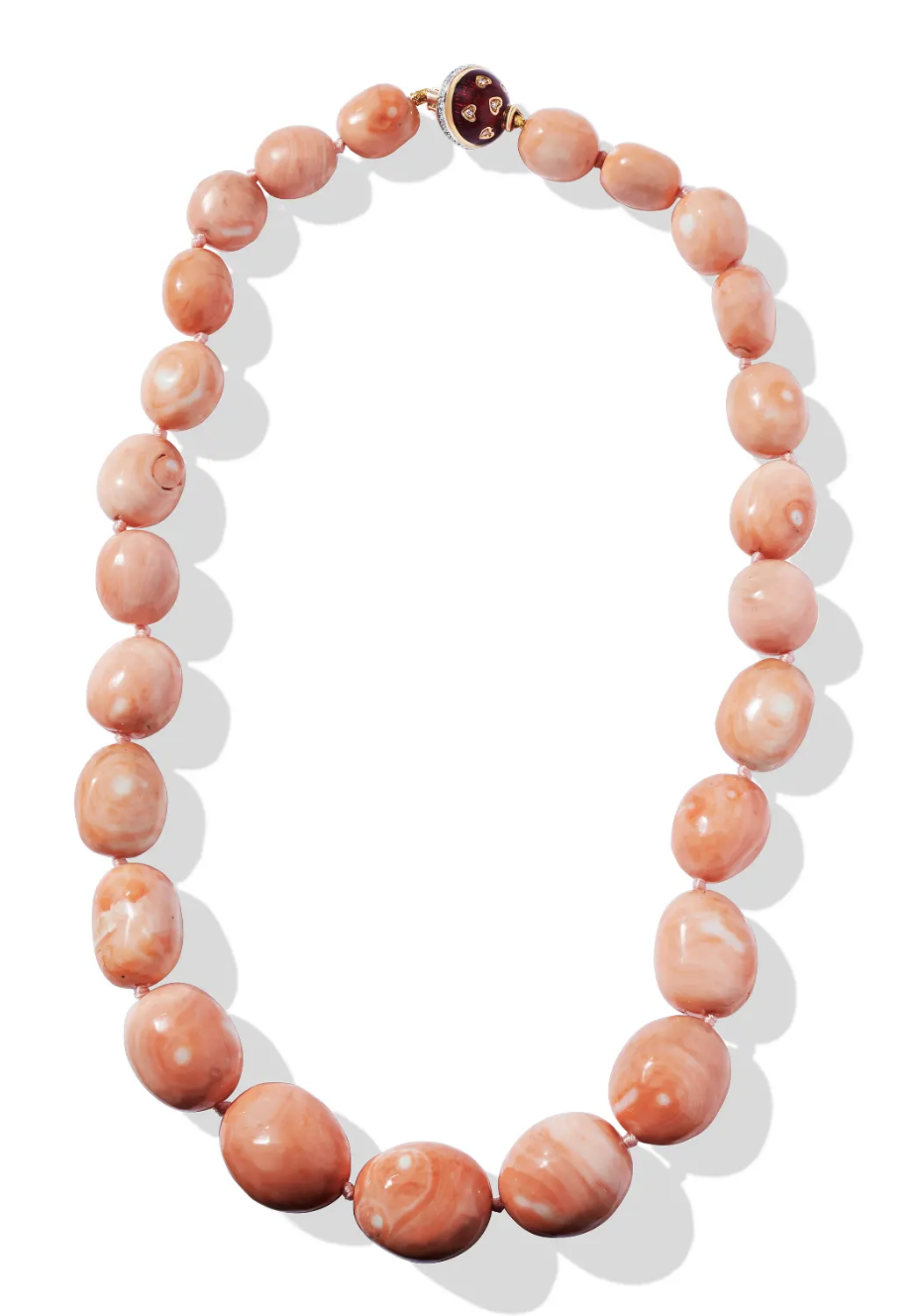 Coral Hot Enamel Clasp Necklace